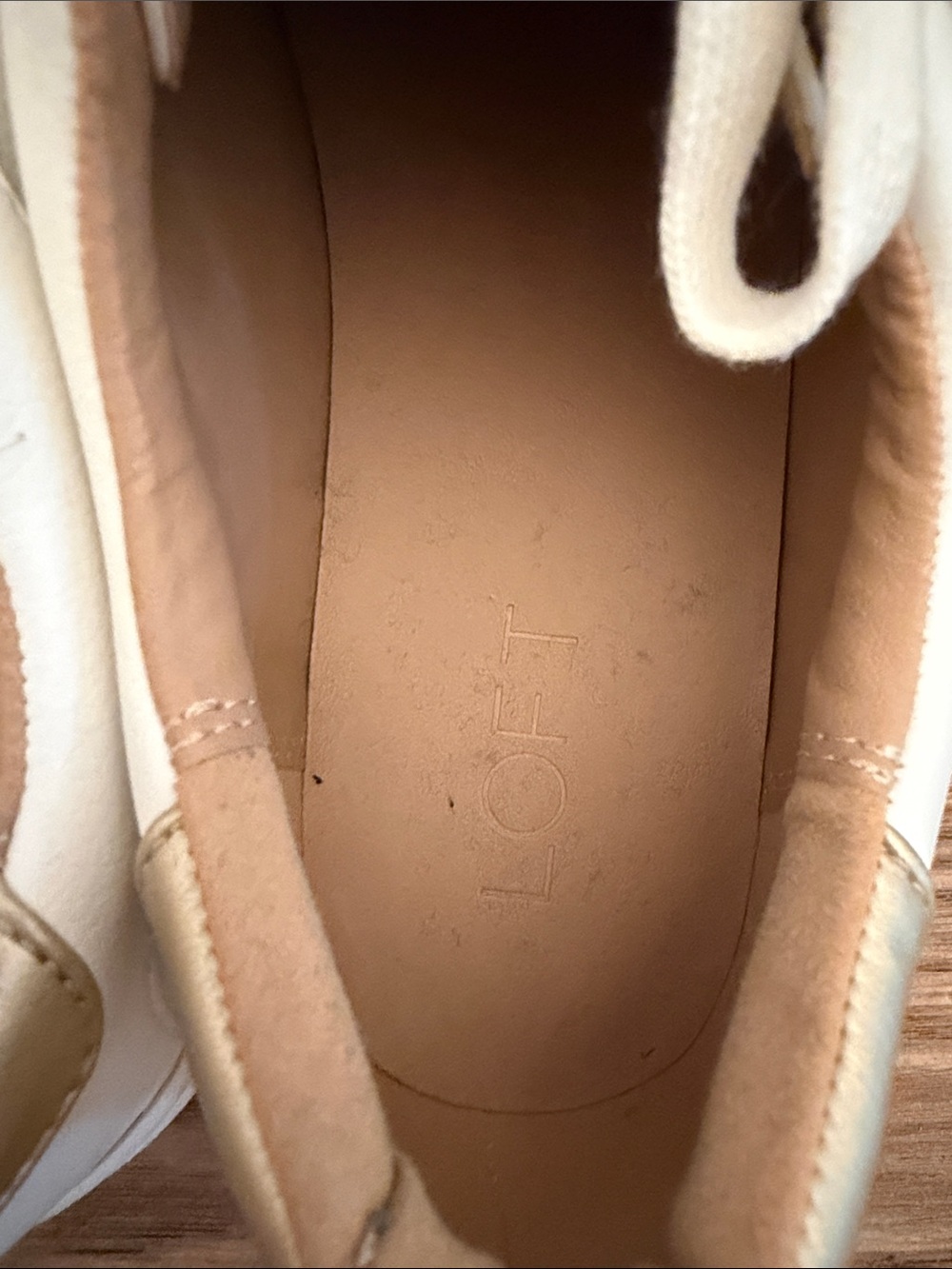 LOFT White Leather Sneakers with Gold Eyelets - Picture 2 of 6